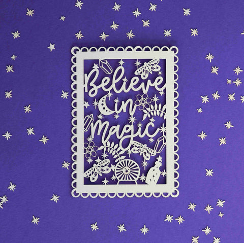 Believe in Magic Papercut Quote Postcard