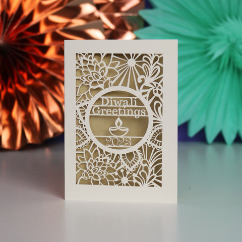 Papercut Diwali 2023 Card - A6 (small) / Gold Leaf