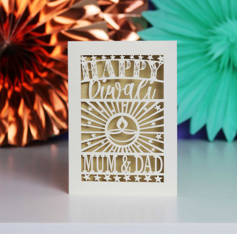 Personalised Papercut Diwali Stars Card - Gold Leaf / A6 (small)