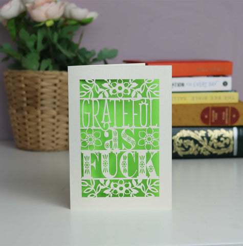 Papercut Grateful as Fuck Thank You Card - A5 (large) / Bright Green