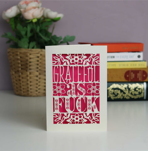 Papercut Grateful as Fuck Thank You Card - A5 (large) / Shocking Pink