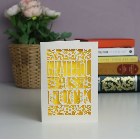 Papercut Grateful as Fuck Thank You Card - A5 (large) / Sunshine Yellow