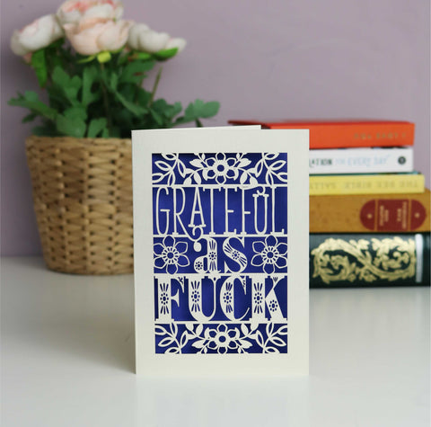 Papercut Grateful as Fuck Thank You Card - A5 (large) / Infra Violet