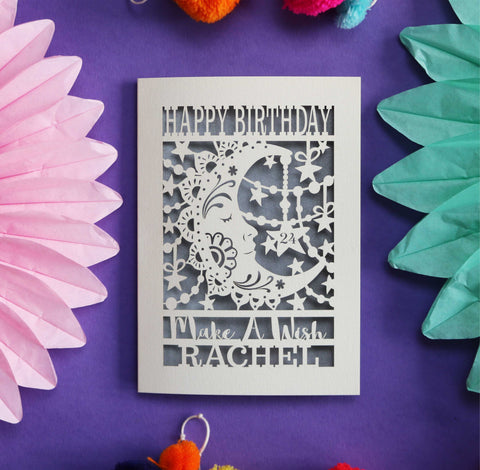 Personalised Papercut Make A Wish Birthday Card