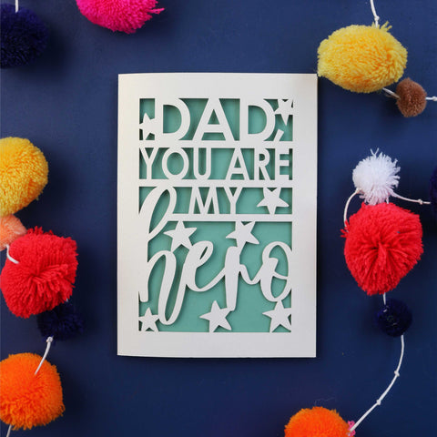 A UK made, hand finished laser cut card for Father's day.  - A6 (small) / Sage