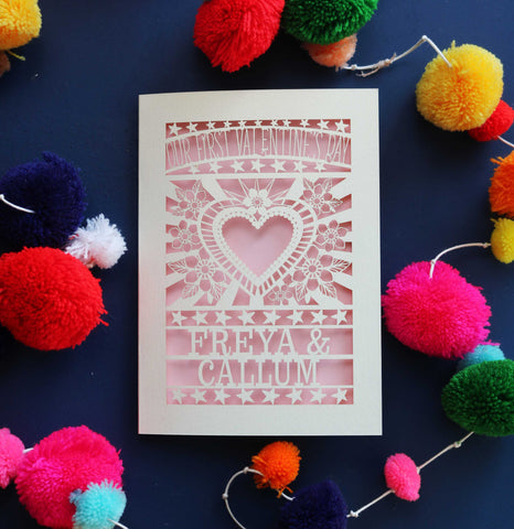 Our First Valentine's Laser Cut Card- Sacred Heart Design - A6 (small) / Candy Pink