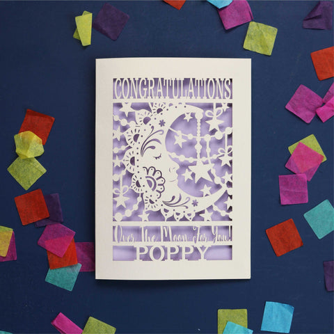 A personalised paper cut moon card for congratulations - A6 (small) / Lilac