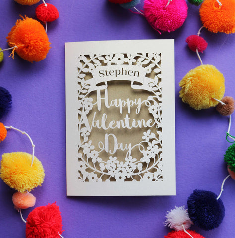 Laser cut personalised Valentine's cards - A6 (small) / Gold Leaf
