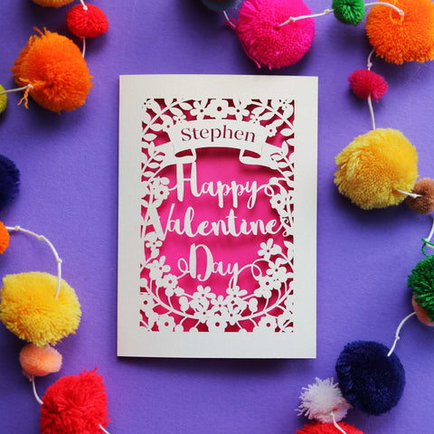 A paper cut Valentine's day card - A6 (small) / Shocking Pink