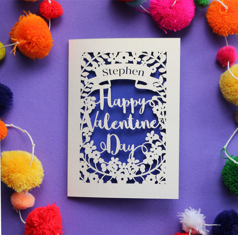 A personalised papercut Valentine's card - A6 (small) / Violet