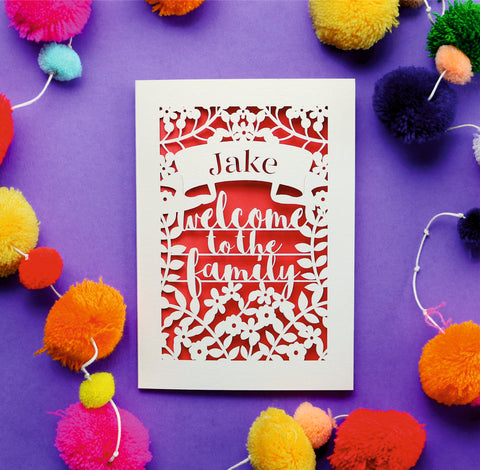 Personalised Papercut Welcome To The Family Card - 