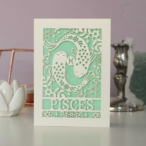 Pisces Papercut Birthday Card - 
