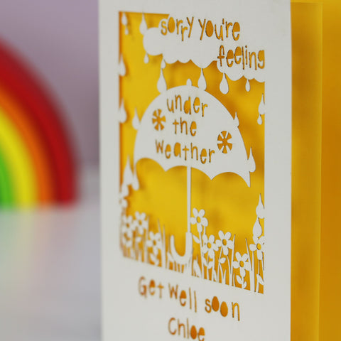 Personalised Get Well Soon Card - A5 / Cream / Sunshine Yellow