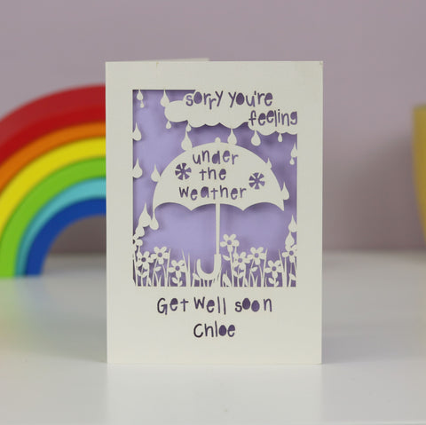 Personalised Get Well Soon Card - A5 / Cream / Lilac