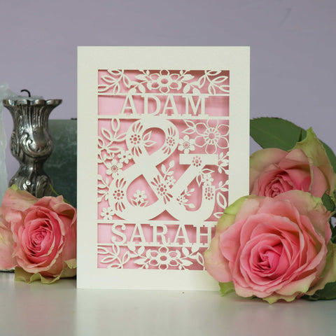 A laser cut engagement card - A5 / Candy Pink