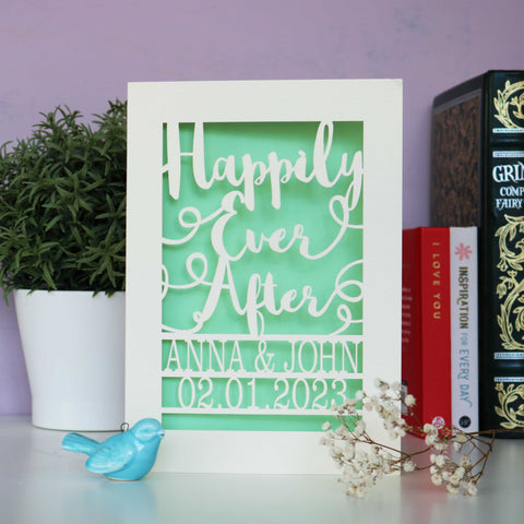 A cream and green laser cut wedding card. - A6 (Small) / Light Green