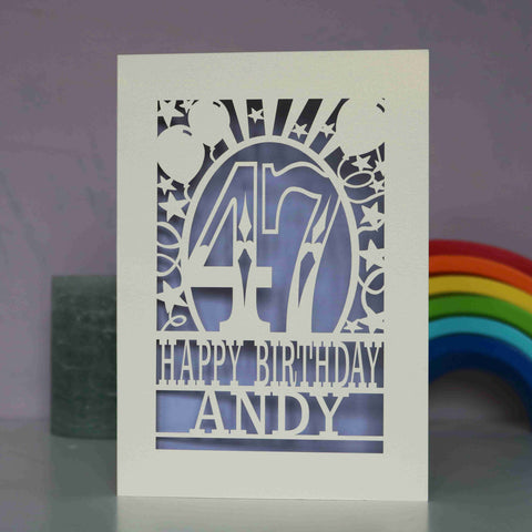 A papercut personalised birthday card for son or daughter - A5 (large) / Lilac