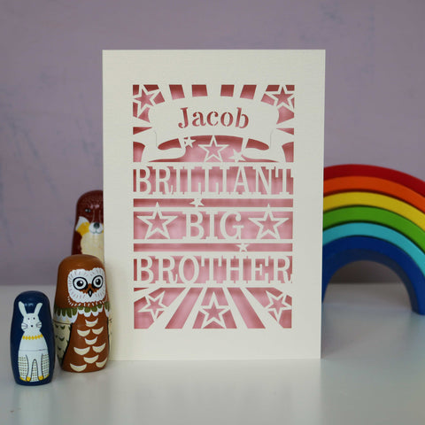 Brilliant Big Brother Papercut Card - A6 (small) / Candy Pink