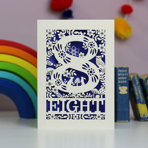 Eight Papercut Woodland Animals Birthday Card