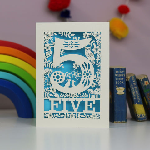 Five Papercut Woodland Animals Birthday Card