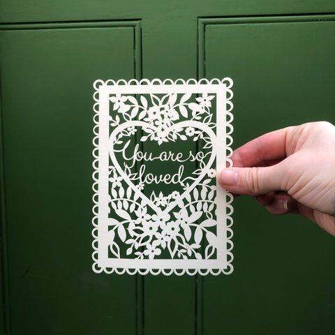 You Are So Loved Papercut Quote Postcard