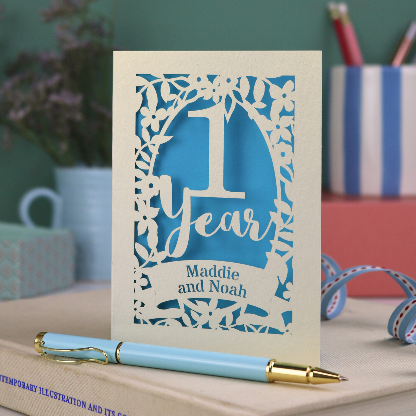 Laser cut first anniversary cards