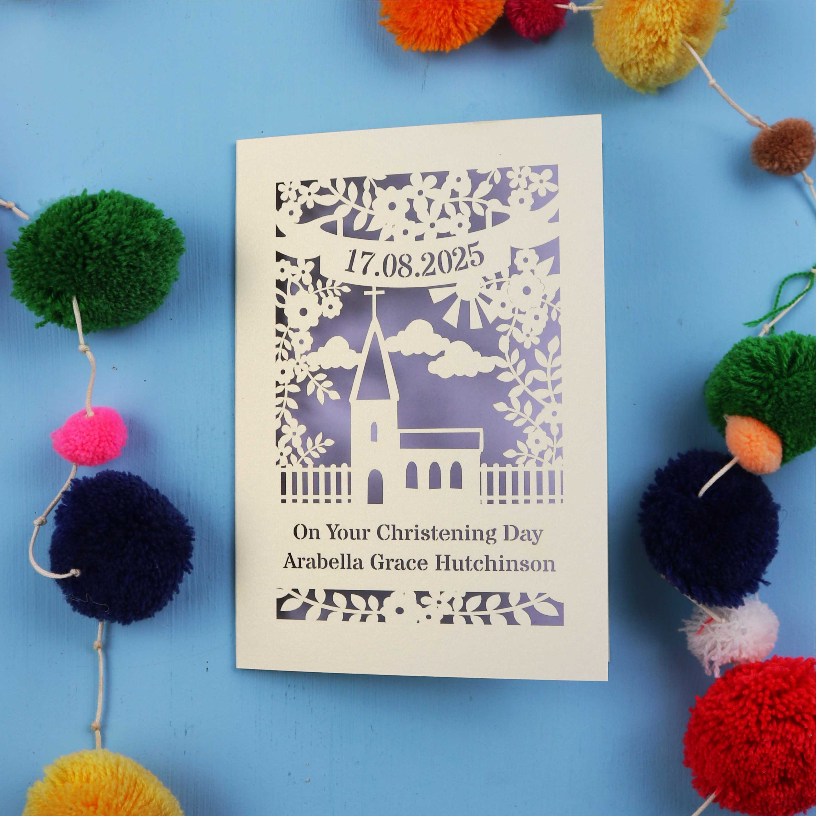 papercut christening and baptism cards