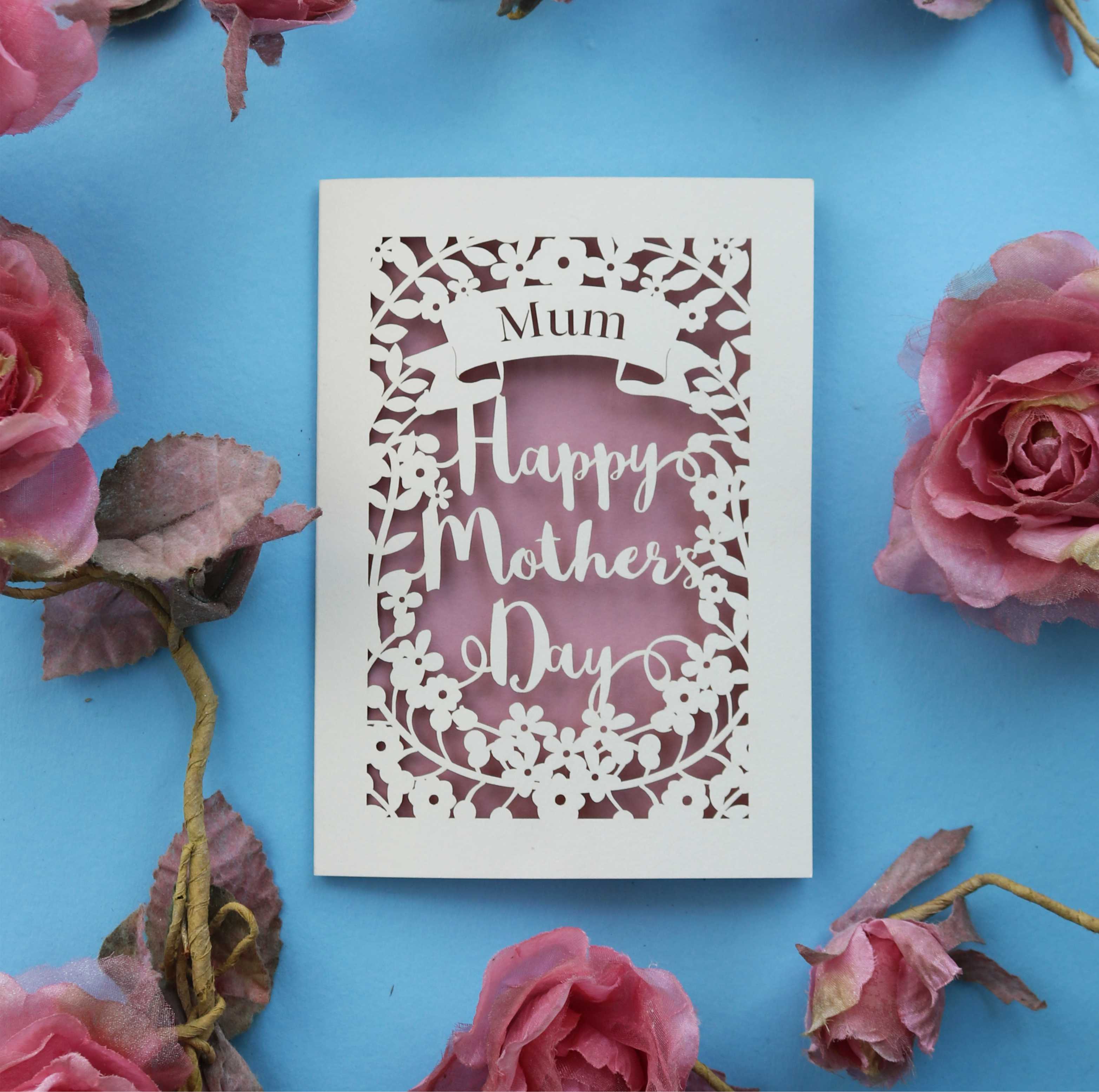 Laser cut personalised Mother's Day cards