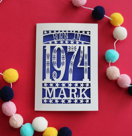 A 50th birthday card for people born in 1974 - A6 (small) / Infra Violet