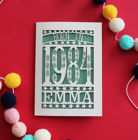 A unique 40th birthday card for people born in 1984 - A6 (small) / Sage