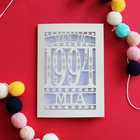 A cut out thirtieth birthday card, personalised with a name - A6 (small) / Lilac