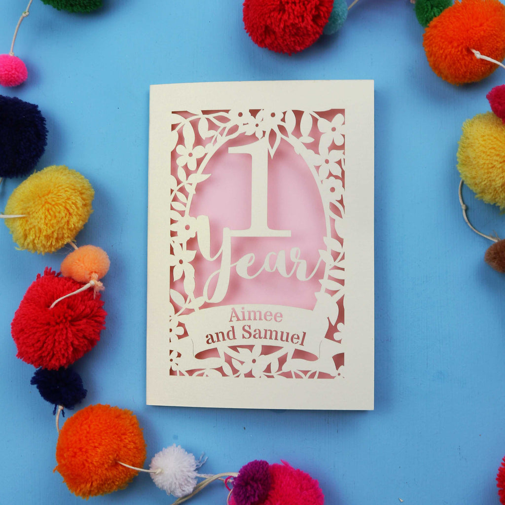 One Year Paper Anniversary Personalised Laser Cut Card