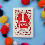 One Year Paper Anniversary Personalised Laser Cut Card