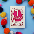 One Year Paper Anniversary Personalised Laser Cut Card