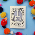 One Year Paper Anniversary Personalised Laser Cut Card