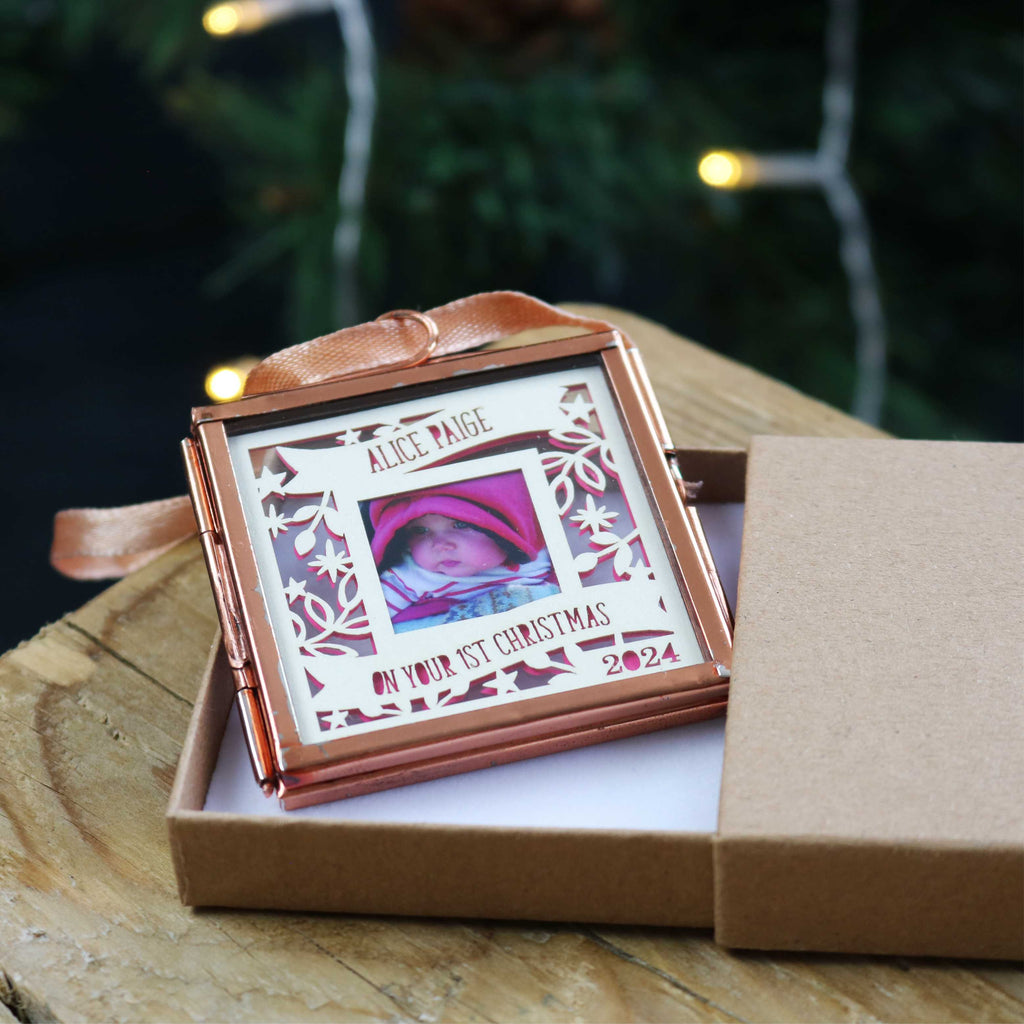 Papercut First Christmas Photo Decoration