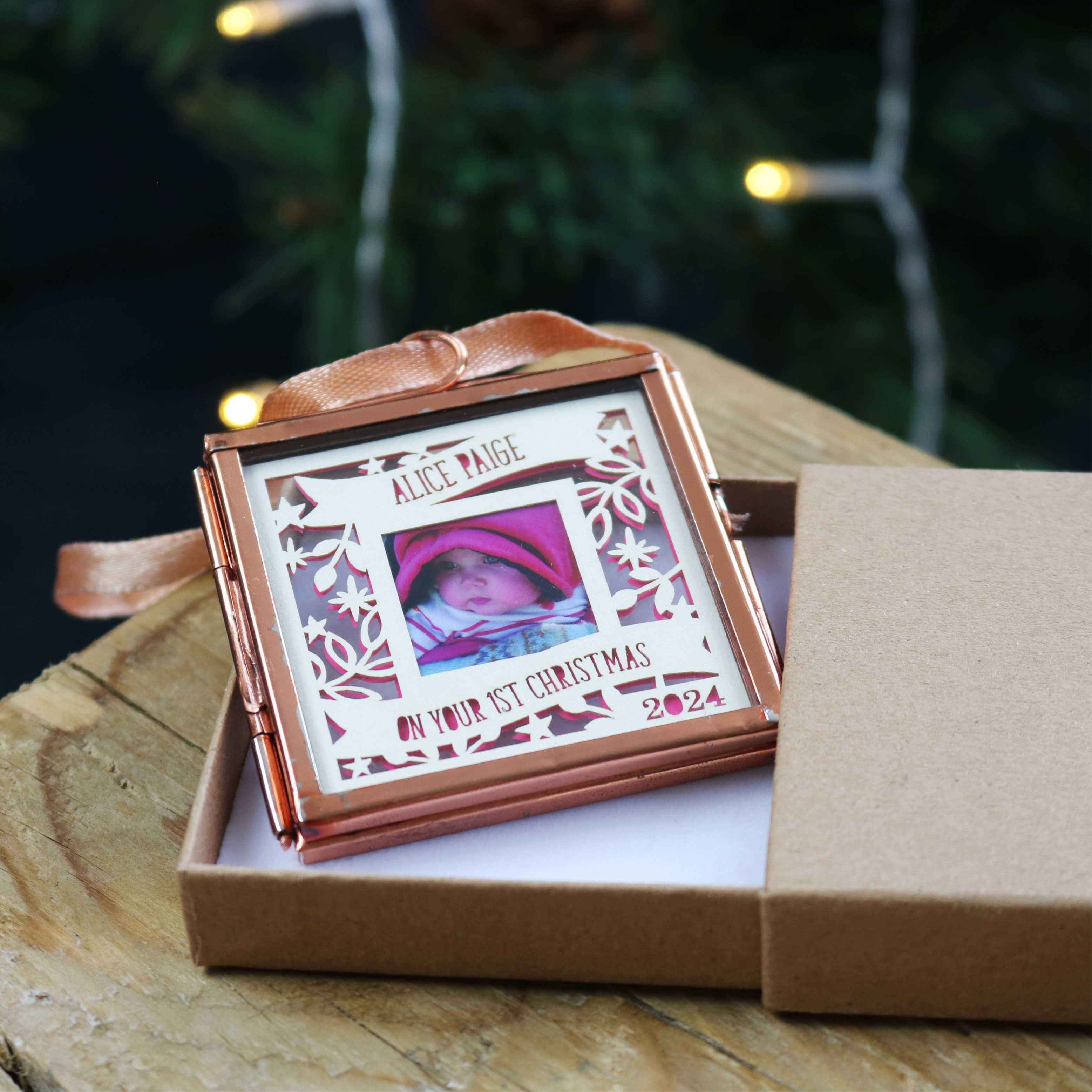 Papercut First Christmas Photo Decoration