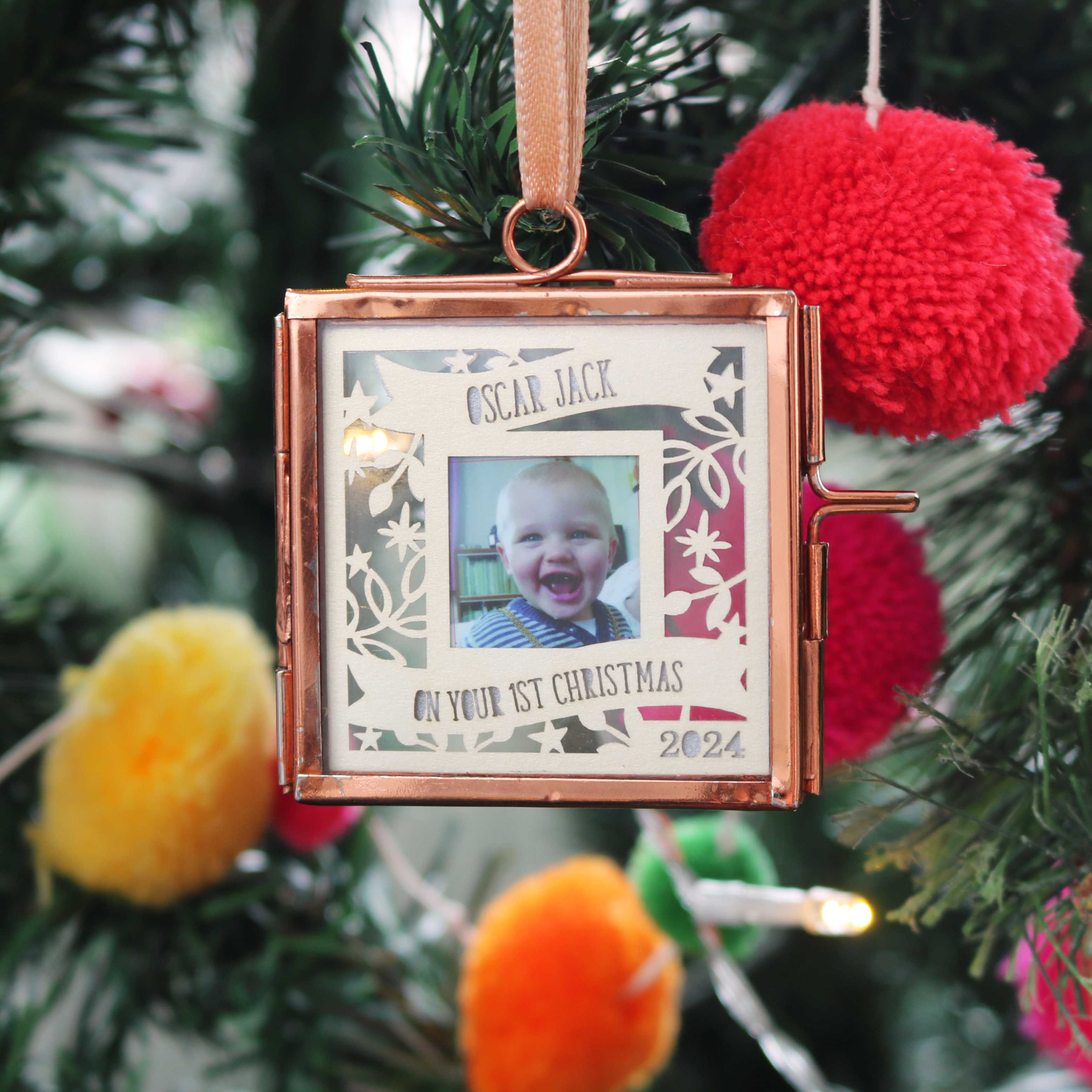 Papercut First Christmas Photo Decoration