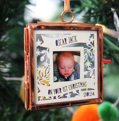 Papercut First Christmas Photo Decoration - 