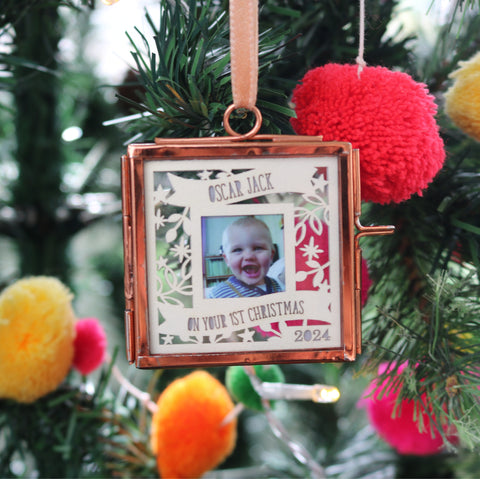 Papercut First Christmas Photo Decoration - 