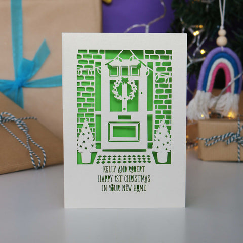 Happy First Christmas in Your New Home Papercut Card - A5 / Bright Green