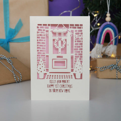 Happy First Christmas in Your New Home Papercut Card - A5 / Candy Pink