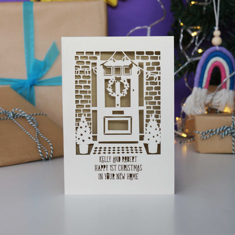 Happy First Christmas in Your New Home Papercut Card - A5 / Gold Leaf