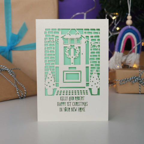 Happy First Christmas in Your New Home Papercut Card - A5 / Light Green