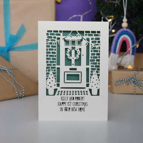 Happy First Christmas in Your New Home Papercut Card - A5 / Sage Green