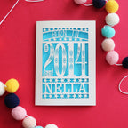 A 10th birthday card, personalised with a name and the words, "Born in 2014"