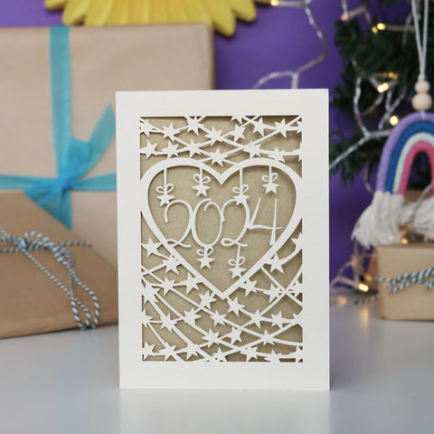 Papercut 2024 Happy New Year Card - A6 (small) / Gold Leaf