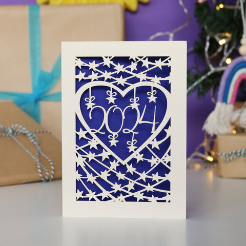 Papercut 2024 Happy New Year Card - A6 (small) / Infra Violet