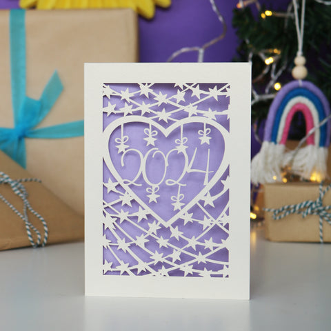 Papercut 2024 Happy New Year Card - A6 (small) / Lilac