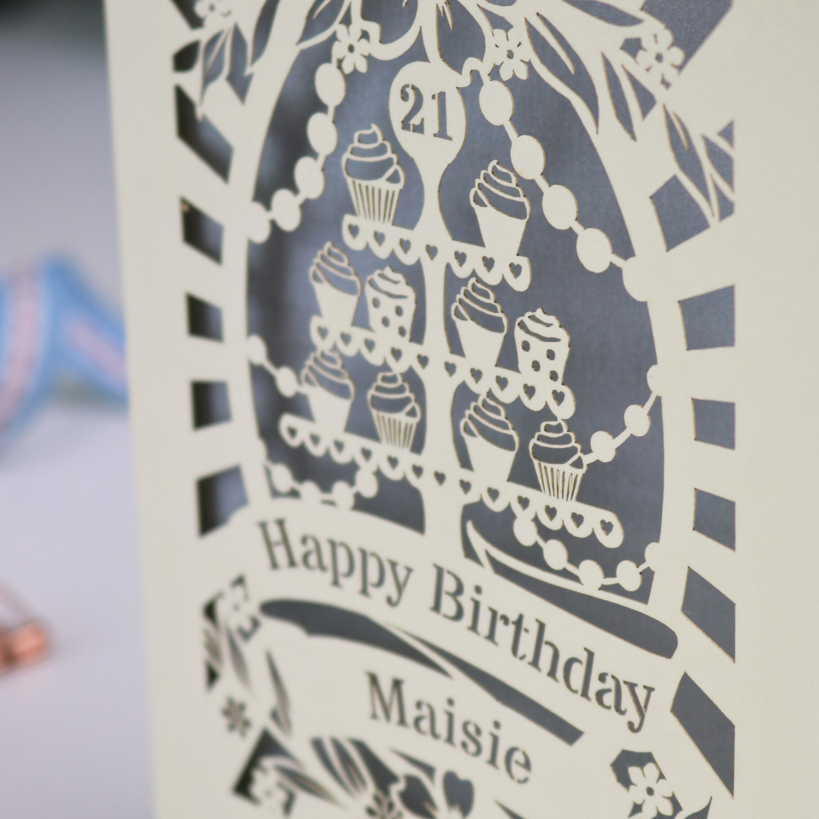 Personalised Birthday Card – Cupcake Stand Design - Any Age